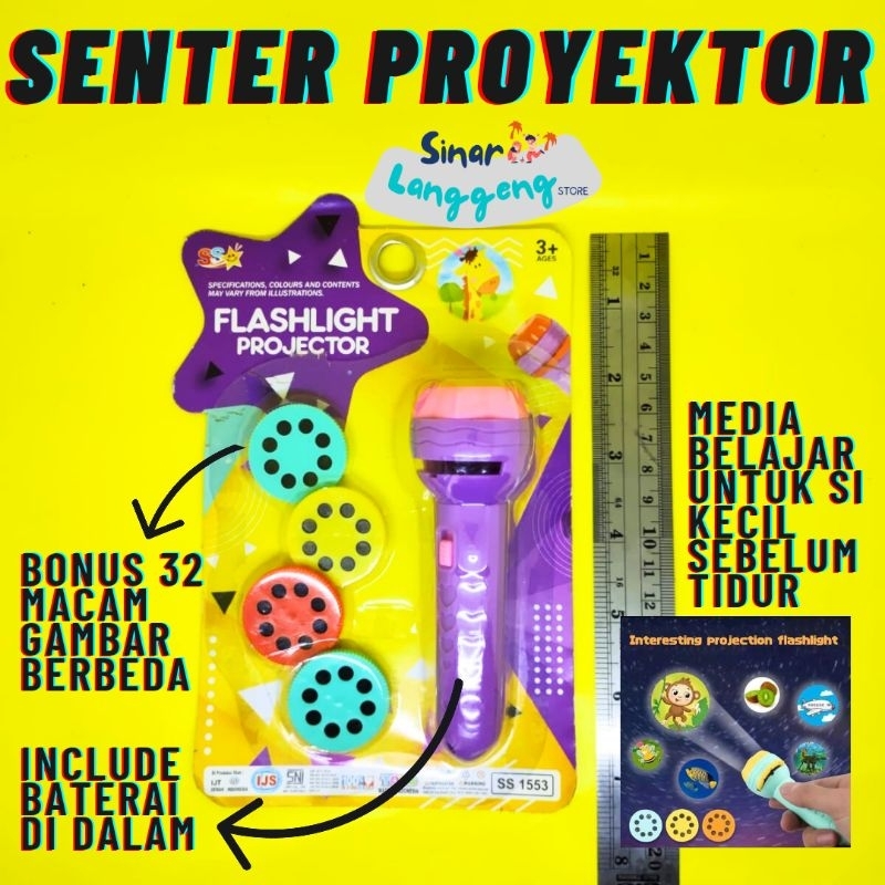 Senter Proyektor Gambar Flashlight Mainan Anak Edukasi 32 Pattern