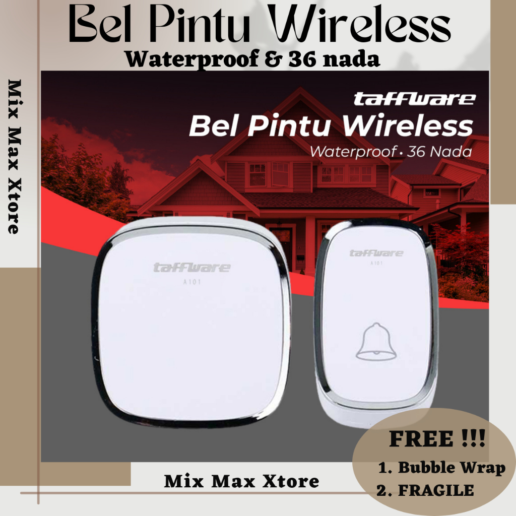 Taffware Bel Pintu Wireless 36 Nada 1 PCS Receiver Doorbells Waterproof - White (A101)