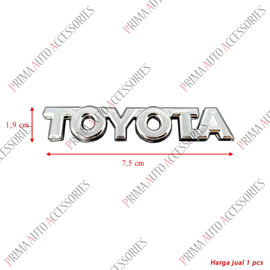 Emblem Mobil Tulisan TOYOTA Chrome 7,5 cm Fortuner Bagasi