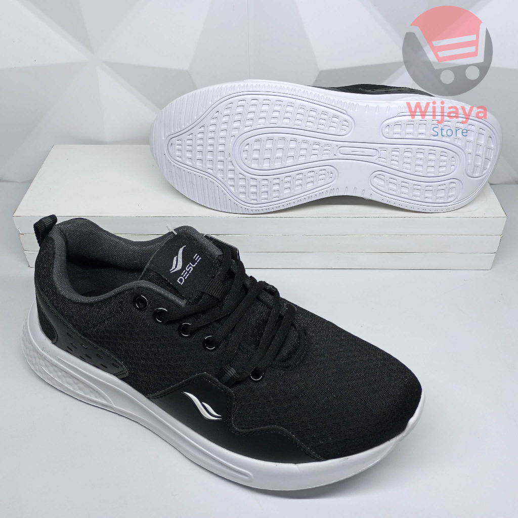 Sepatu Sekolah Desle 38-43 Sneaker Pria Hitam Polos Putih Material Berkualitas Tinggi Desain Mewah GLENN COLLINS