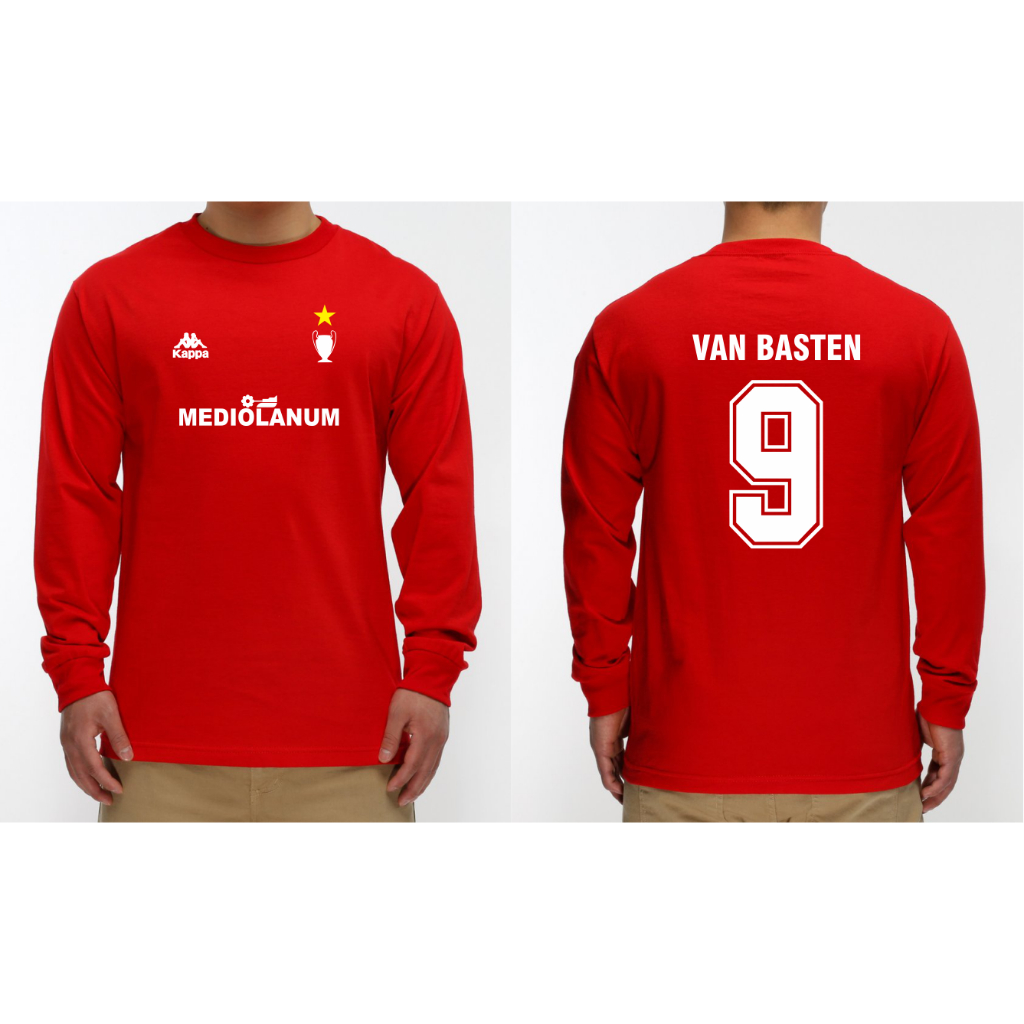 T-SHIRT KAOS AC MILAN VAN BASTEN LENGAN PANJANG