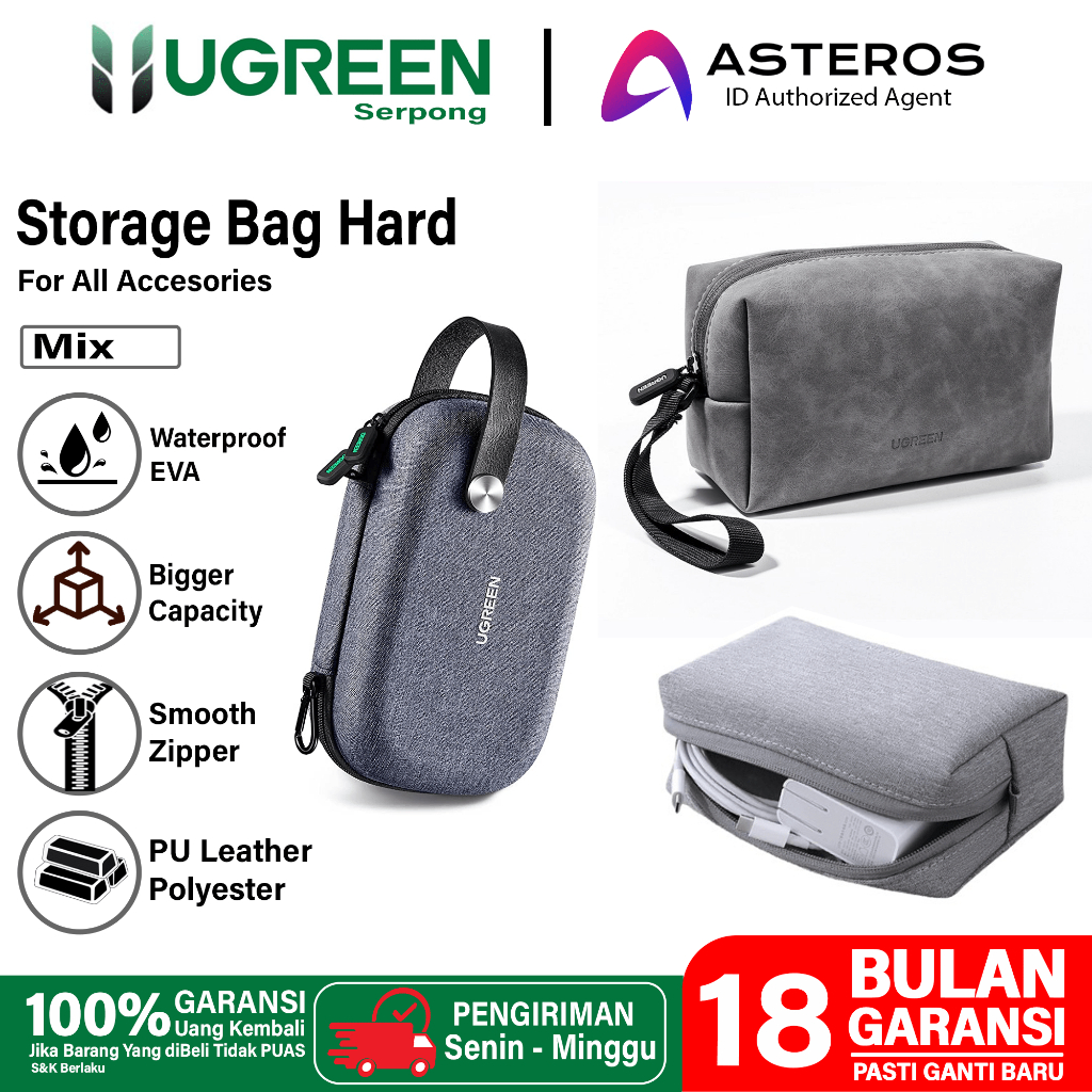 UGREEN Tas Pouch Organizer Travel Organizer Storage Hand Bag Organizer PU Leather WaterProof