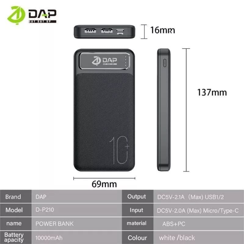 DAP PowerBank 10.000 D-P210 Dual input port