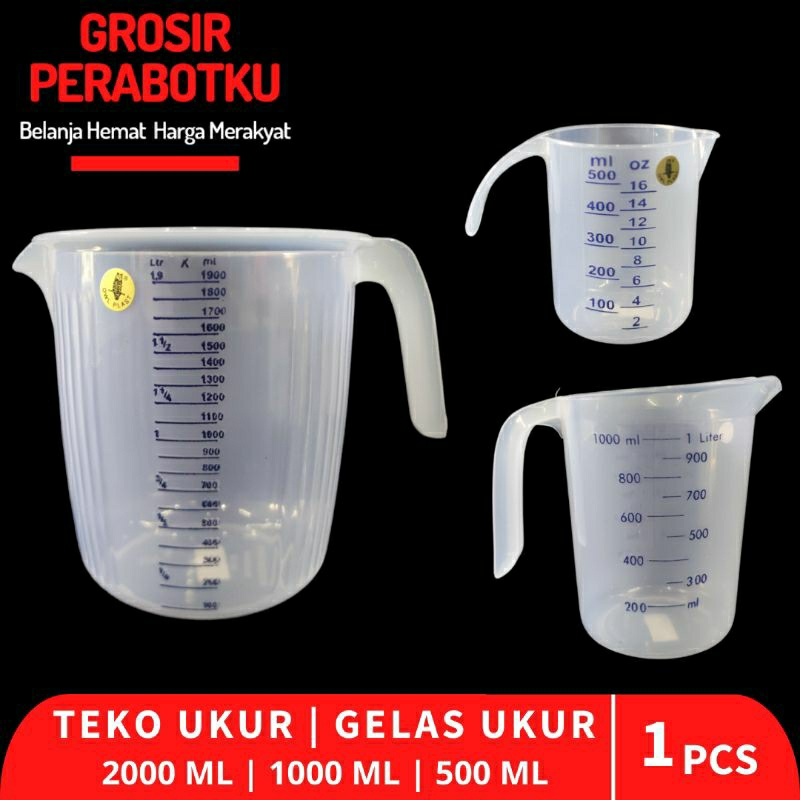 Gelas Teko Ukur Takar Plastik 2000ml 1000ml 500ml Owl Plast Measuring Cup Tabal Kokoh Kuat