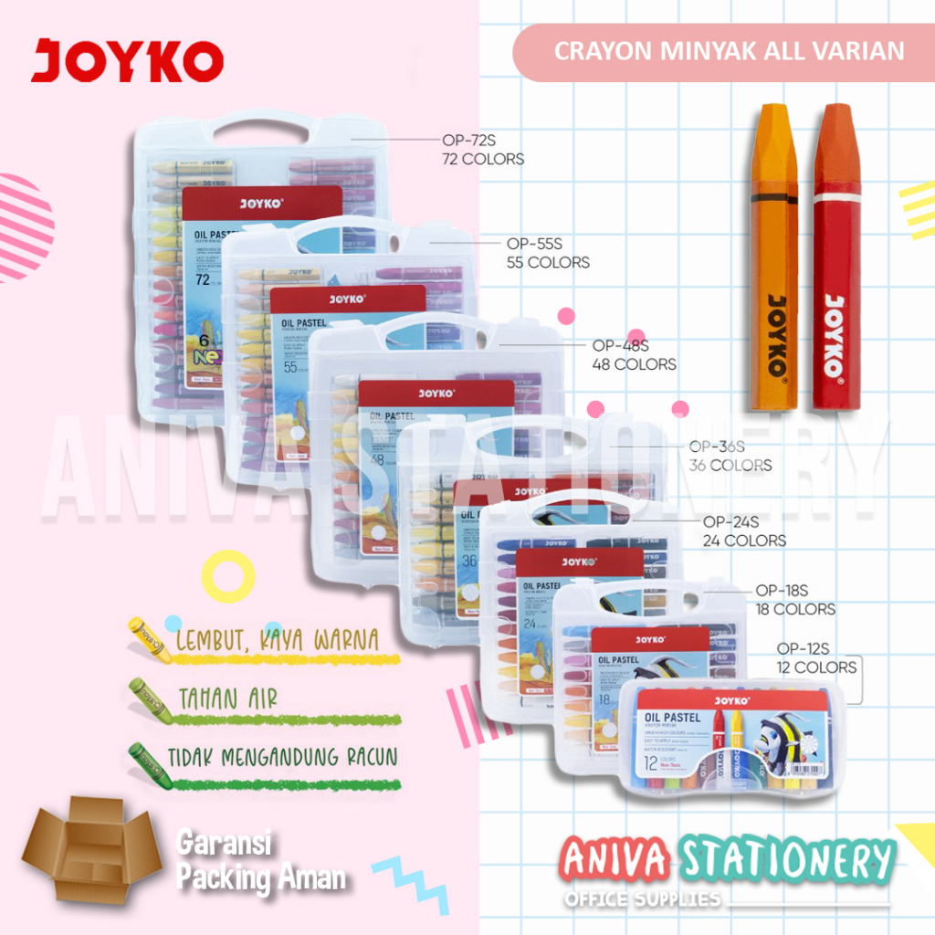 

JOYKO CRAYON ANAK OIL PASTEL KRAYON MINYAK TAHAN AIR MUDAH DIPAKAI TIDAK MENGANDUNG RACUN ALAT MENGGAMBAR MEWARNAI TK SD