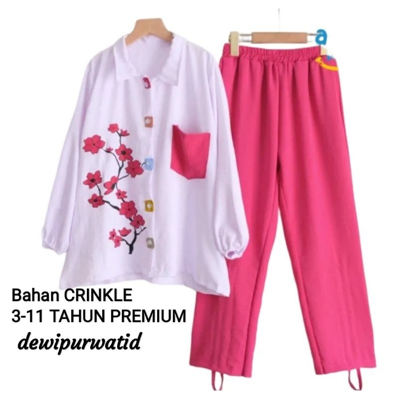 JAPAN SET KIDS CRINKLE 3-11 TAHUN/ONE SET CRINKLE ANAK PEREMPUAN/OOTD ANAK PEREMPUAN/BUSANA MUSLIM A