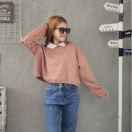 Sweater Crop Kerah Polos Wanita | COLLAR CROP Sweater Wanita Oversize | Sweater Crop Korean Style Wanita