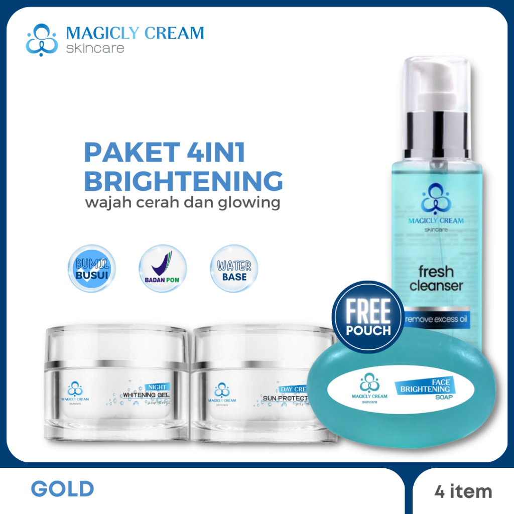 Skincare Perawatan Wajah Glowing Pria dan Wanita, Magicly Cream BPOM Gold Package