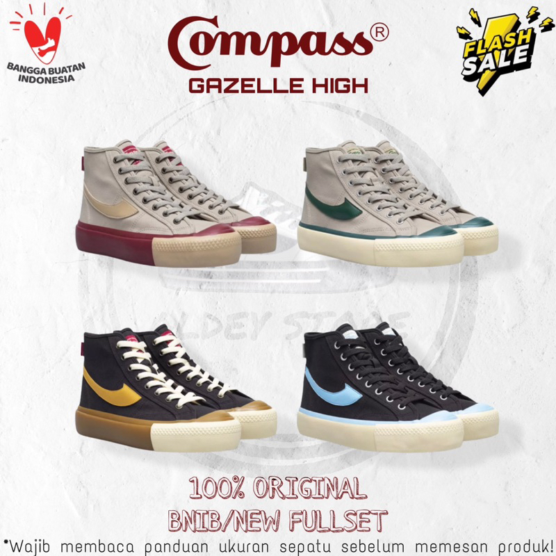 [ORIGINAL] Sepatu Compass Gazelle High Wafer Green / Wafer Maroon / Choco Ice / Caramel