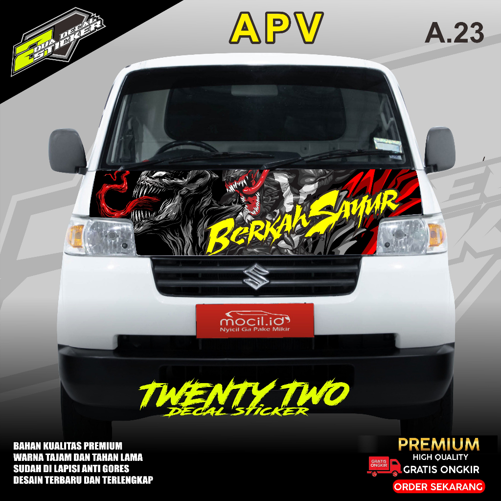 STIKER DECAL MOBIL APV PICKUP / KAP DEPAN  TWENTY TWO A.23