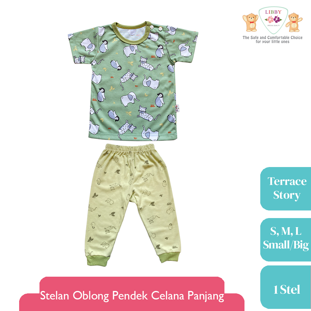 LIBBY Stelan Oblong Pendek - Celana Panjang Motif Terrace Story (1 stel) Terbaru