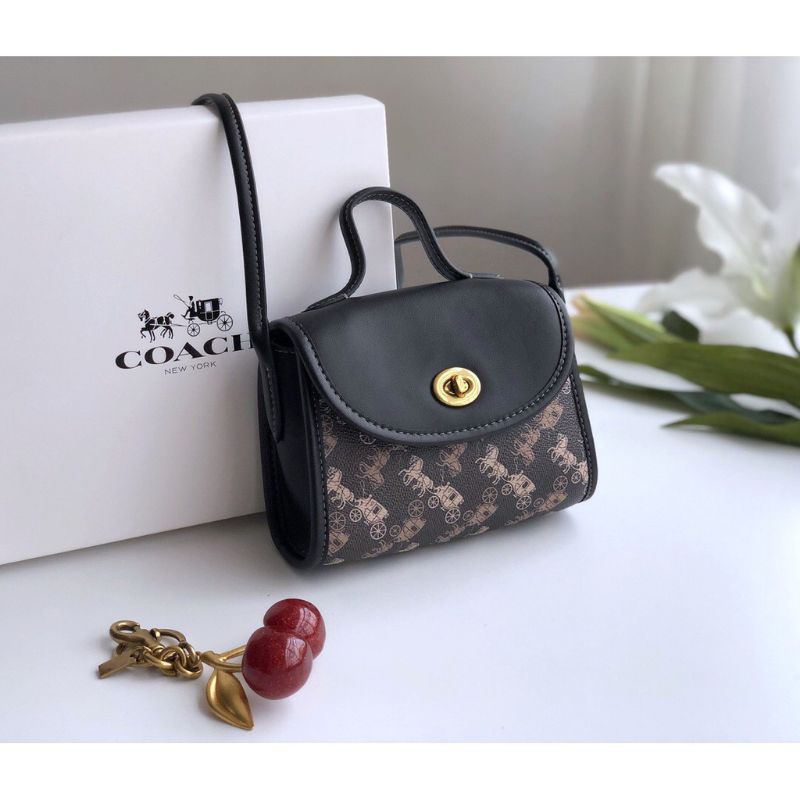 Coach Butik bag Turn Lock Top Handle With Horse and carriage/tas coach original/coach naranara