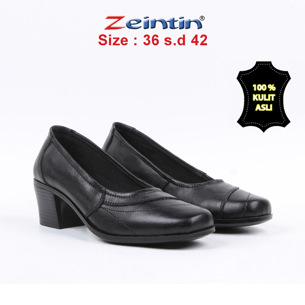 Zeintin - Sepatu Pantofel Hitam Wanita Bahan Kulit Asli Terbaru Sepatu Pantofel kerja Kantor Original Zeintin BJ