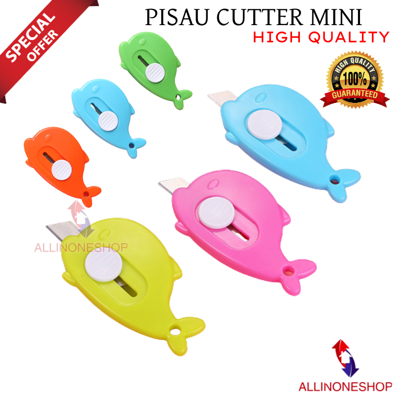 ALAT PEMOTONG CUTTER MINI SERBAGUNA / CUTTER MINI MODEL DOLPHIN / PISAU MINI PEMOTONG KERTAS PAKET / MINI CUTTER DOLPHIN