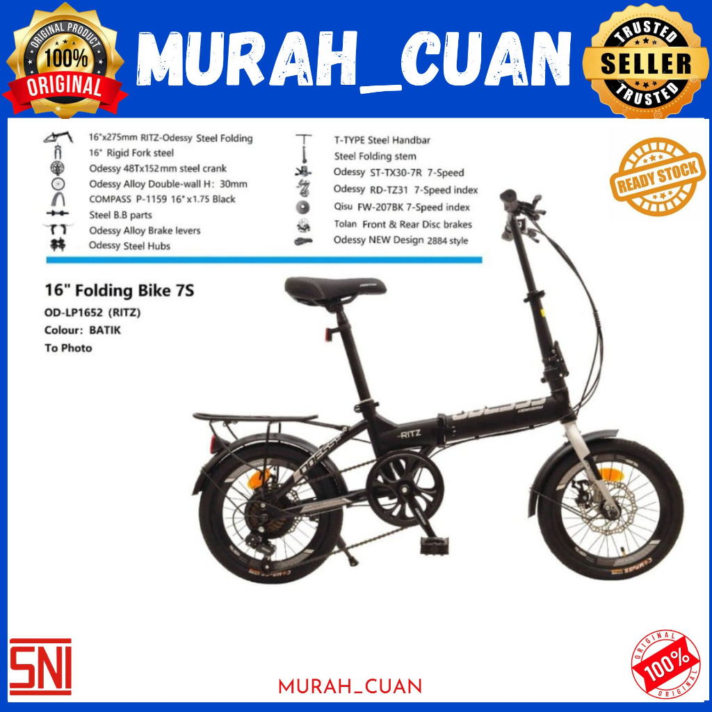 Sepeda Lipat 16 Inch Odessy RITZ 7 Speed Shimano Folding Bike Sepeda Lipat 7Sp Sepeda Lipat Odessy R