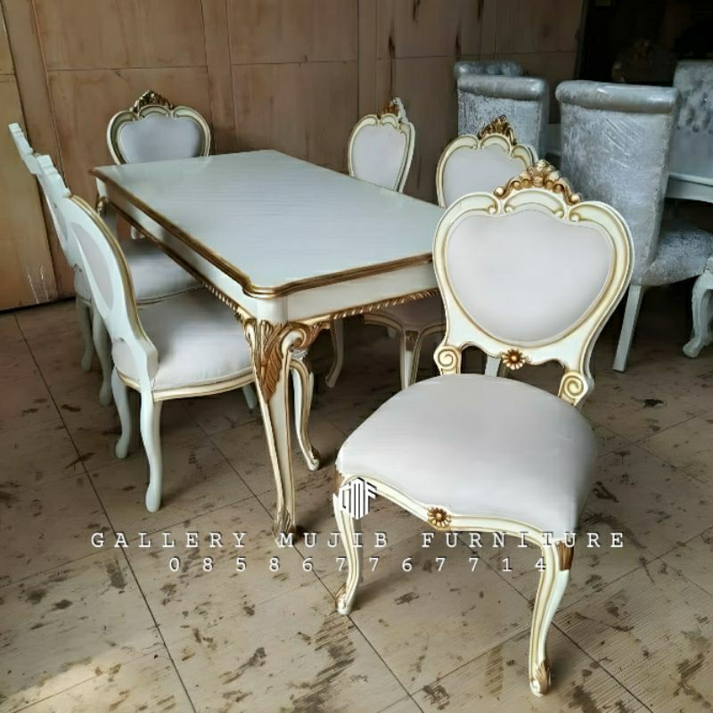SET MEJA MAKAN UKIR MEJA MAKAN MEWAH DUCO 6 KURSI MEBEL JEPARA