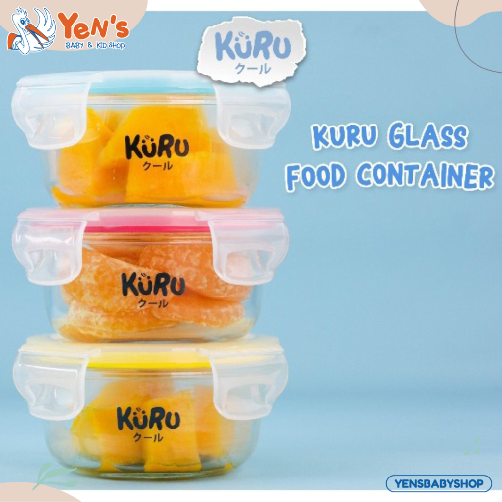 Kuru Baby Glass Food Container MPASI | Wadah Kaca Tempat Makan