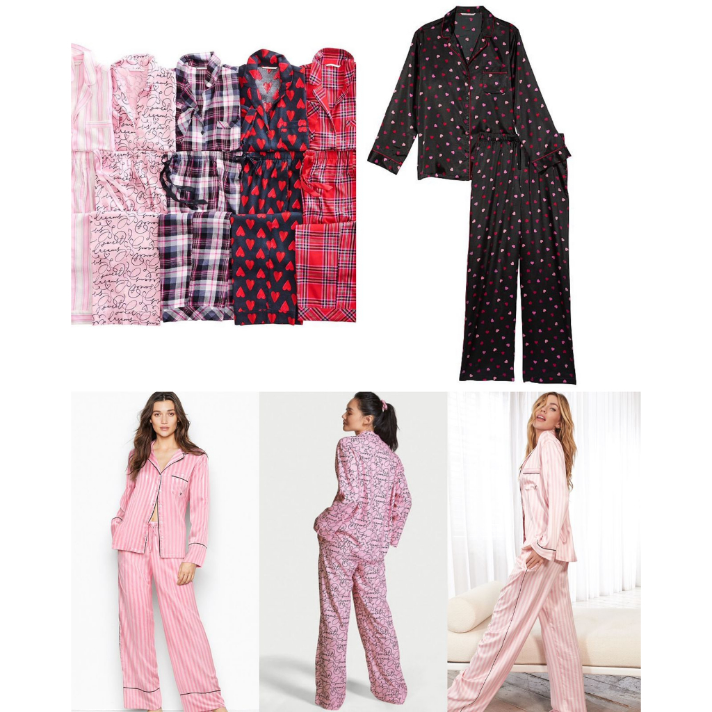 Victoria Secret Satin Long Pajamas Set ( pajamas top + pants)