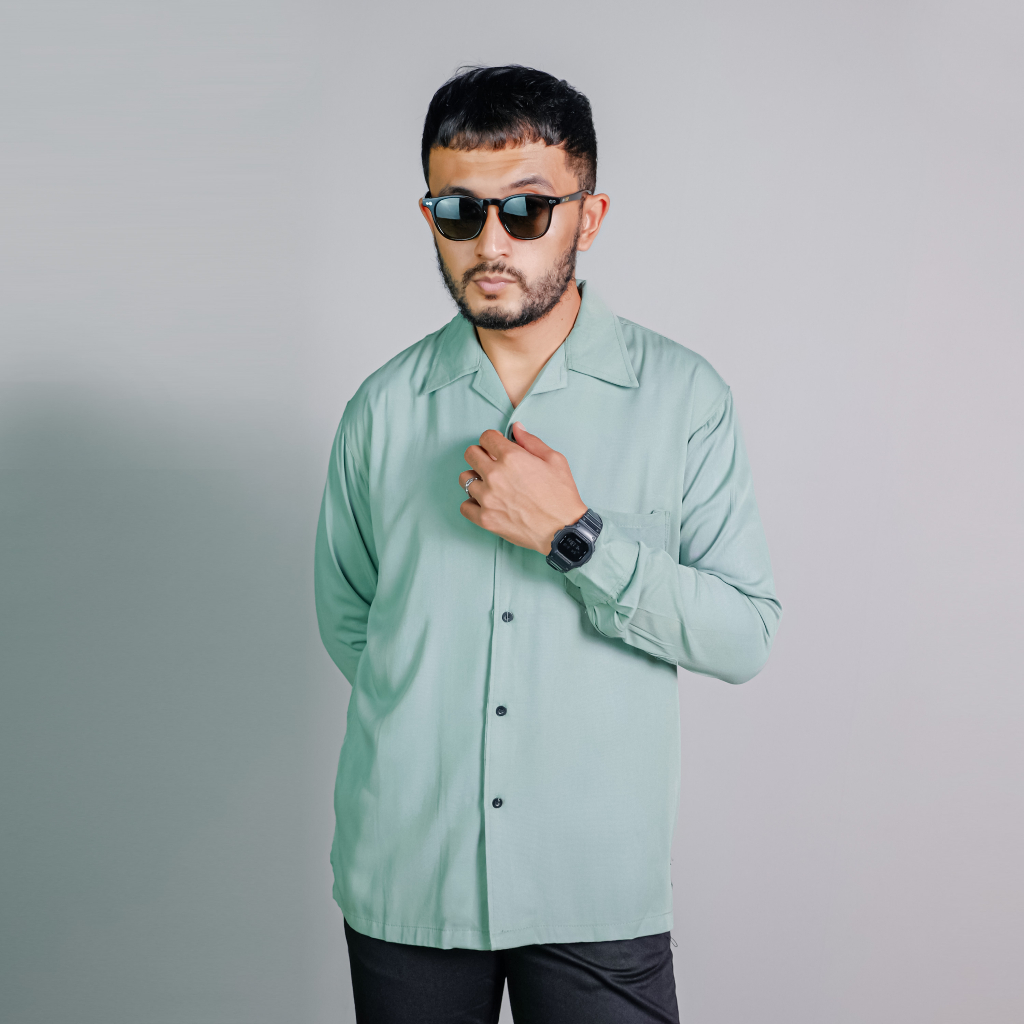 Tramellos Bowling Shirt Pendek Kemeja Hawaii Katun Rayon Pria Wanita Lengan Panjang