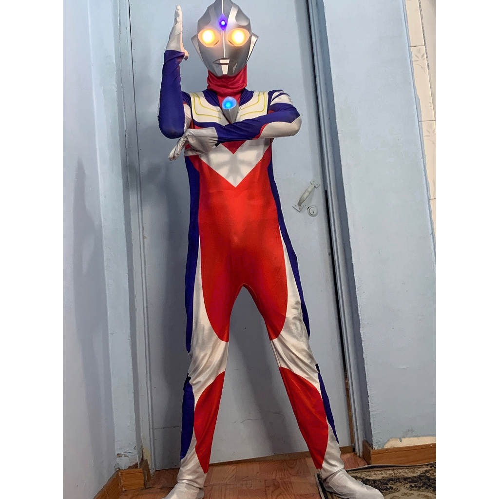 Kostum Ultraman Dewasa dan Kostum Halloween Cosplay Pria Bodysuit Anak Laki -Laki