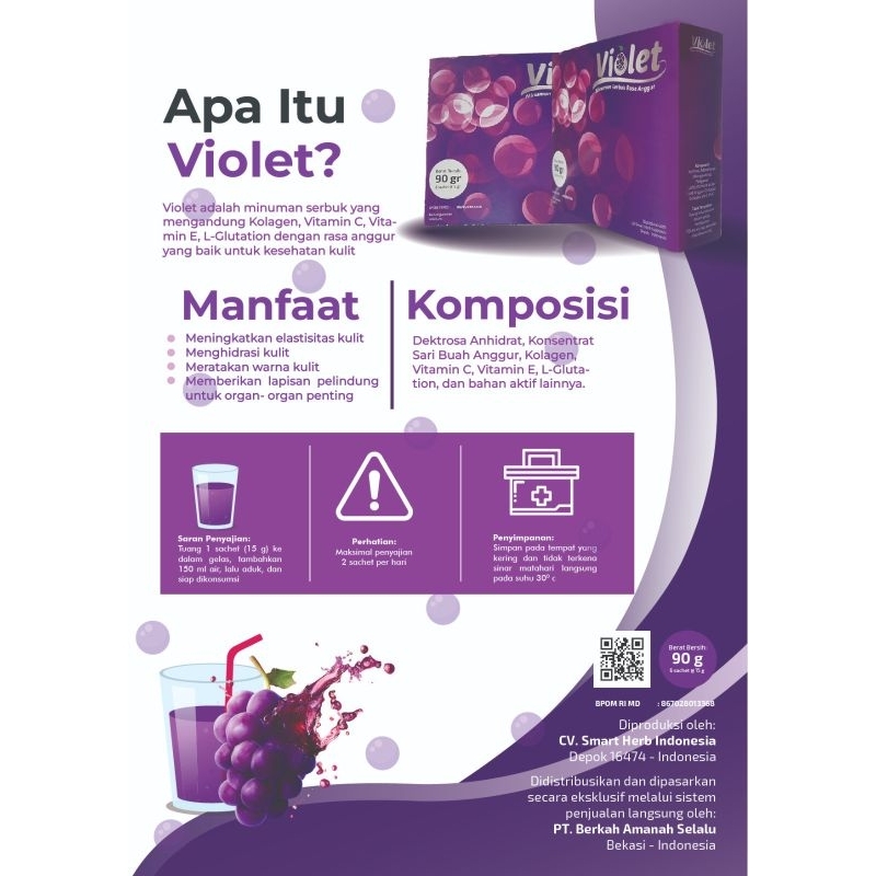 VIOLET KOLAGEN MINUMAN RASA ANGGUR KOLAGEN MINUMAN PERAWATAN KULIT MINUMAN AWET MUDA MINUMAN KOLAGEN MINUMAN ANGGUR