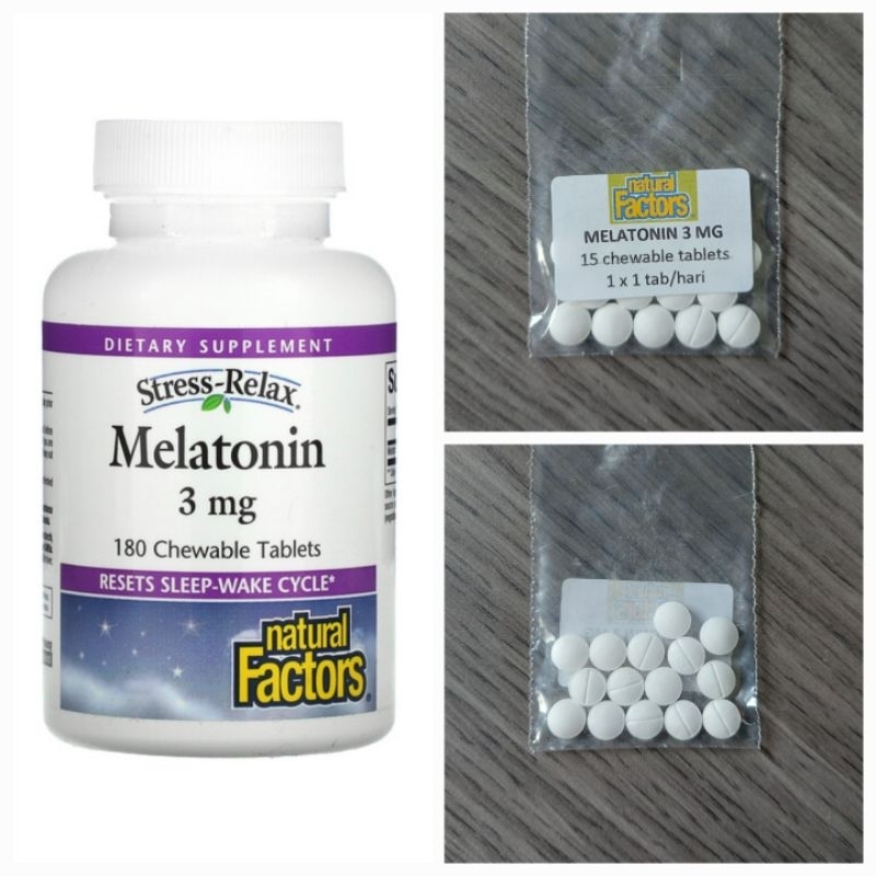 Natural Factors MELATONIN 3 mg tablet kunyah ecer 15 tab Sleep Aid, Jet Lag