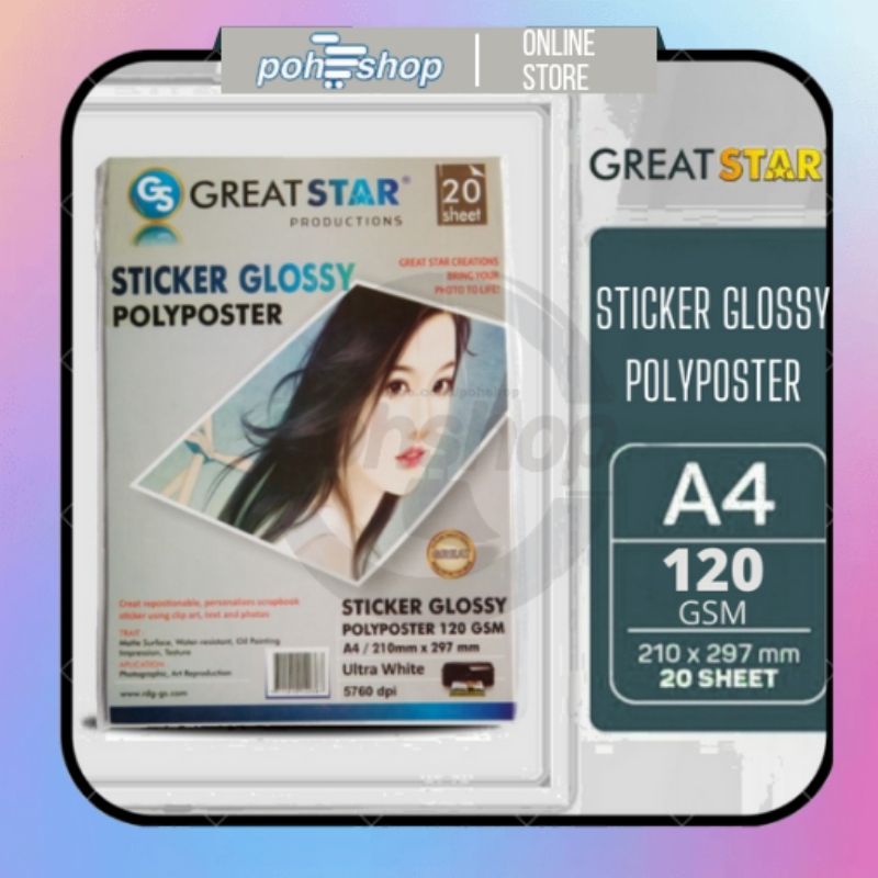 

Great Star Sticker Glossy Polyposter A4/120gsm 20's