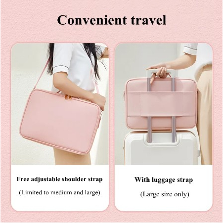 Tas Organizer Makeup Kosmetik Portable Travel Two Layer - EC40 - Pink