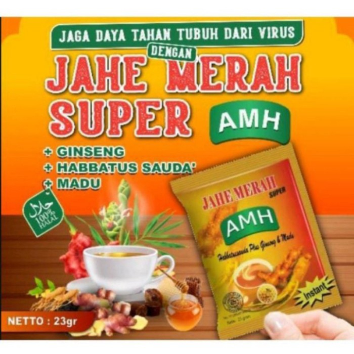 Instan Jahe Merah Amanah Super AMH ORIGINAL ( + Habbatussauda, ginseng dan madu )