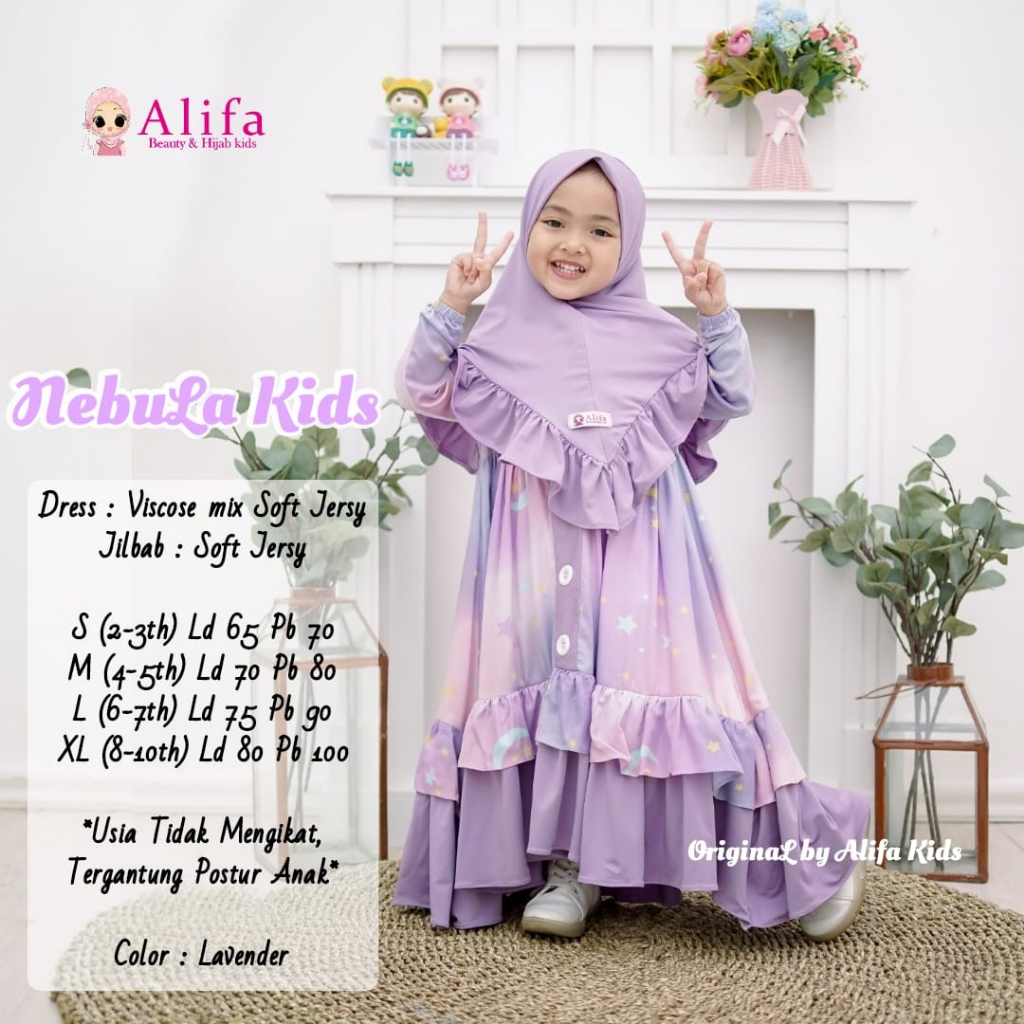 Gamis Anak Nebula Kids Matt Viscose Mix Jersey Original Alifa