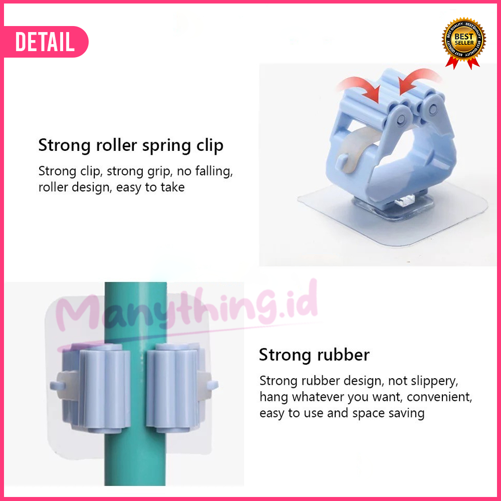 (MANYTHING) Gantungan Gagang Sapu Pel Broom Mop Gripper Holder Clip Klip Pengait Penjepit Penyangga Kuat