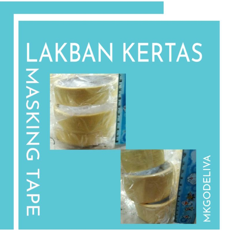 

LAKBAN ISOLASI LEM BAHAN KERTAS KUNING MASKING TAPE ROLL EKA KANTONG PEMBATAS PENUTUP PELINDUNG
