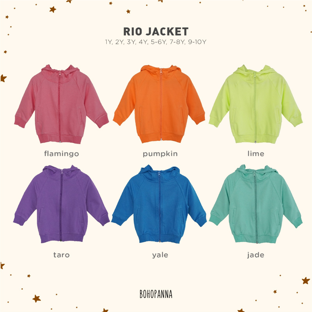 BOHOPANNA RIO JACKET HOODIE JAKET BOHO BABY JAKET ANAK UNISEX BAJU LENGAN PANJANG HANGAT 1 - 10 TAHUN