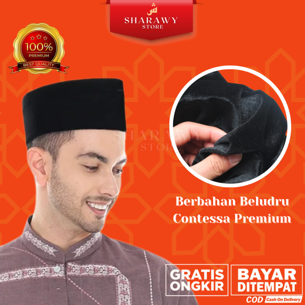 Peci Dewasa Anak Laki Laki Hitam Polos Motif Garuda Merk Presiden Nasional Bahan Bludru Anti Air Tin