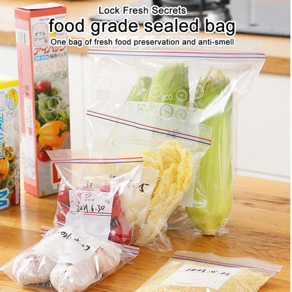 Kantong Plastik Kulkas Double Seal Ziplock Reusable Fresh Bag Penyimpan Makanan Sayuran Kantong Food Plastik Serbaguna