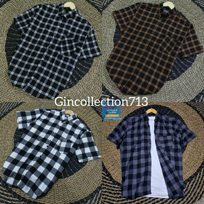 Flanel Lengan Pendek Premium Kemeja Pria Lengan Pendek BestSeller Kemeja Kotak Kotak Lengan Pendek