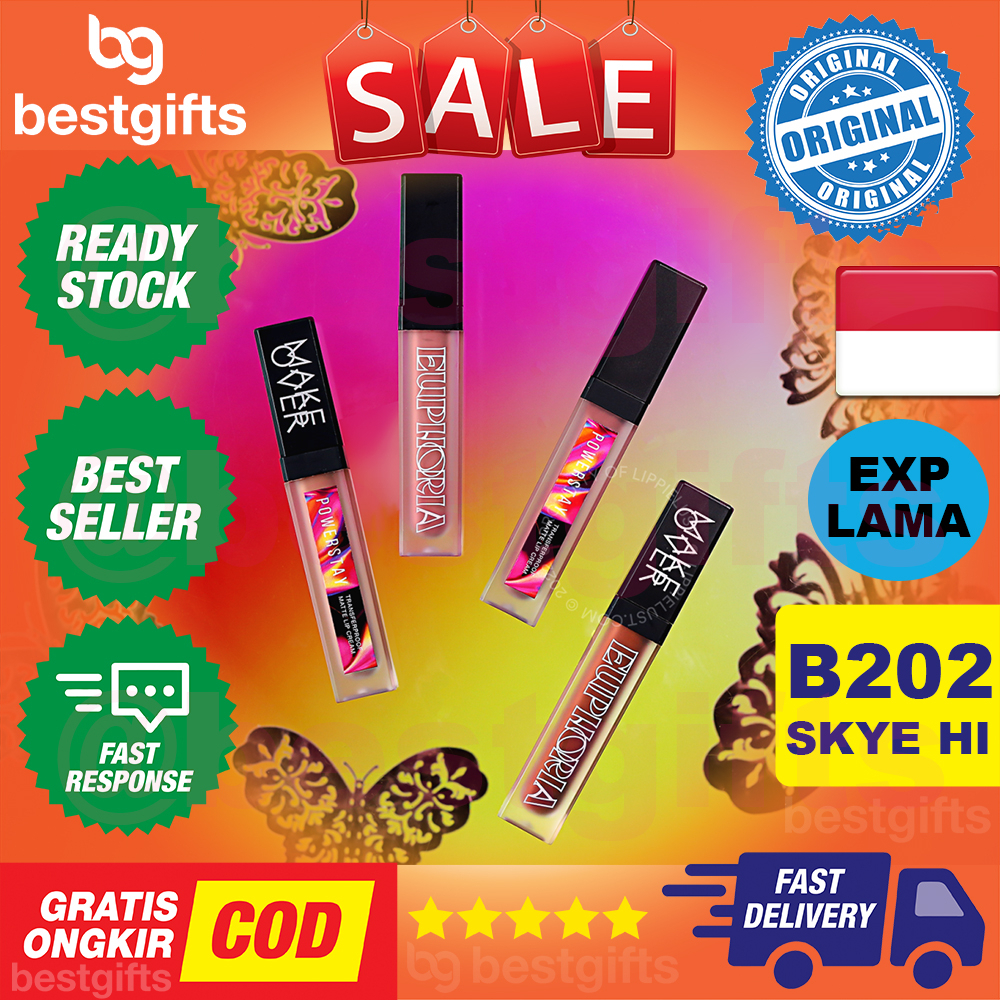 MAKE OVER MAKEOVER EUROPHIA POWERSTAY TRANSFERPROOF MATTE LIP CREAM LIPSTICK LIPSTIK LIP STICK STIK