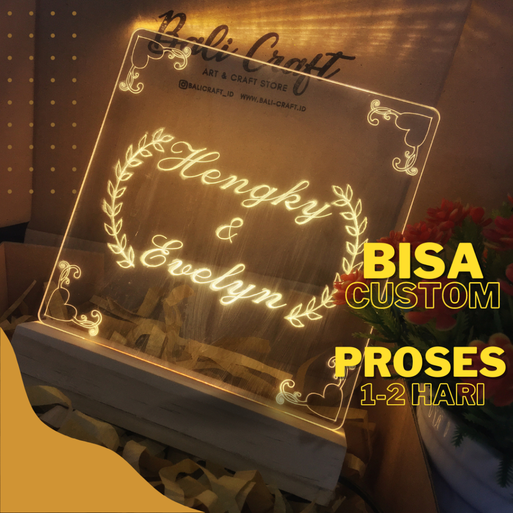 LAMPU AKRILIK CUSTOM NAMA - LAMPU AKRILIK CUSTOM TULISAN - LAMPU AKRILIK CUSTOM KATA-KATA
