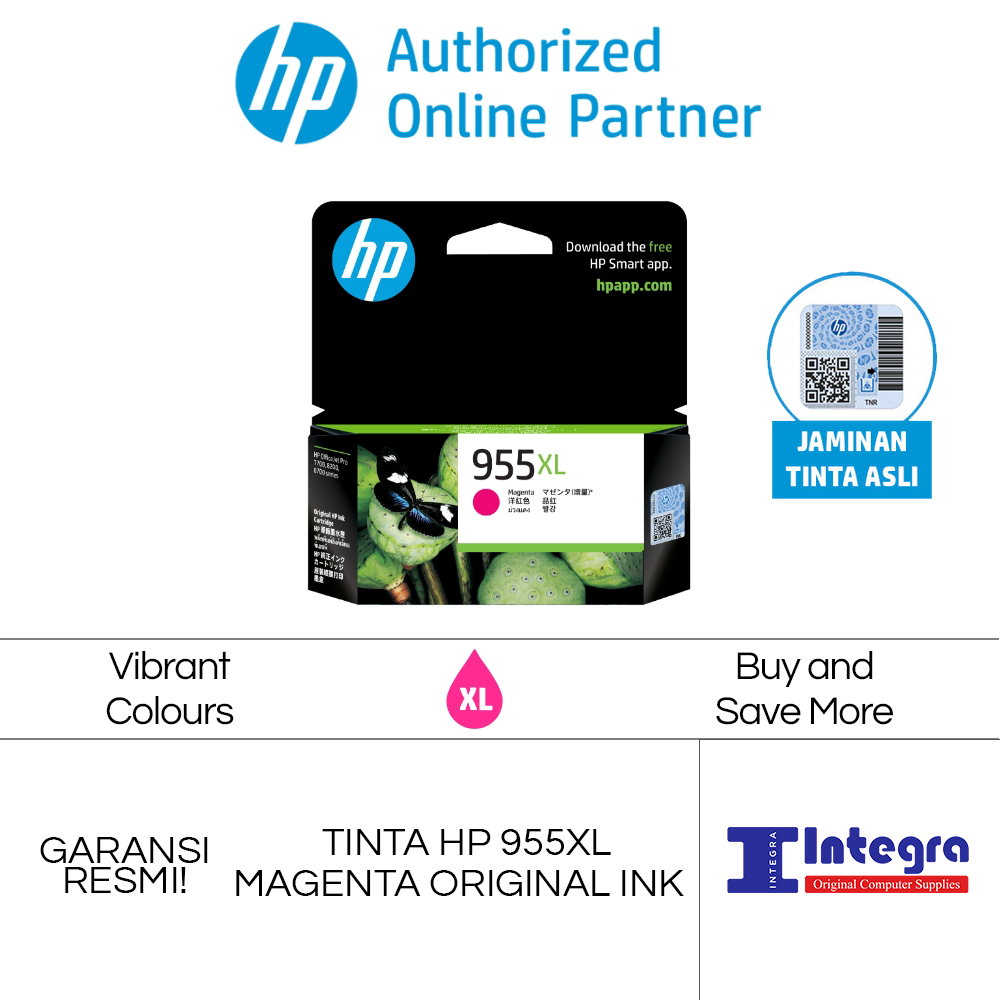 Tinta HP 955 XL Magenta Original Cartridge - L0S66AA Printer HP Officejet 7720, 7740