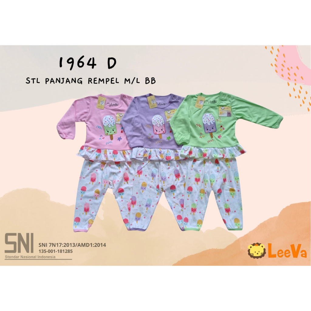 GROSIR 6set Piyama Rempel Bordir Leeva ML (3-15bulan)