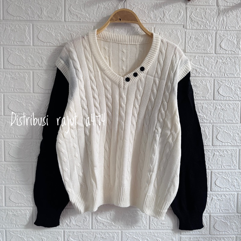 PARGUM SWEATER RAJUT MOTIF CABLE ATASAN LENGAN PANJANG WANITA