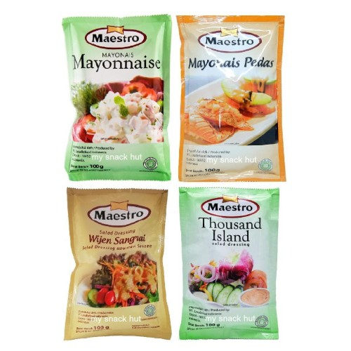 

Maestro Salad Dressing Mayonaise / Mayo Pedas / Thousand Island / Wijen Sangrai 100gr