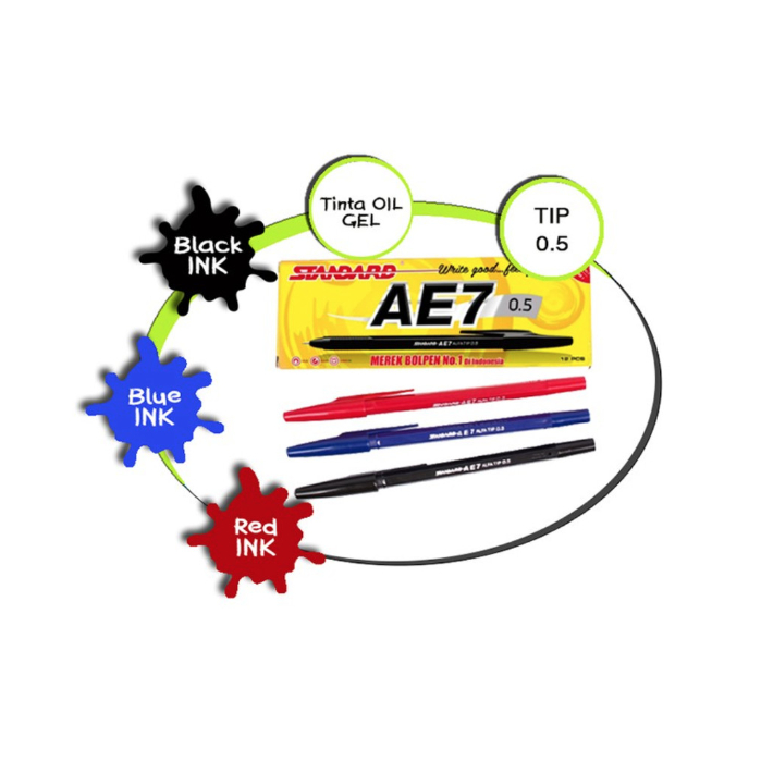 

Pen Pulpen Pena 0.5 STANDARD AE7 Alfatip per Kotak ( 12 pc )