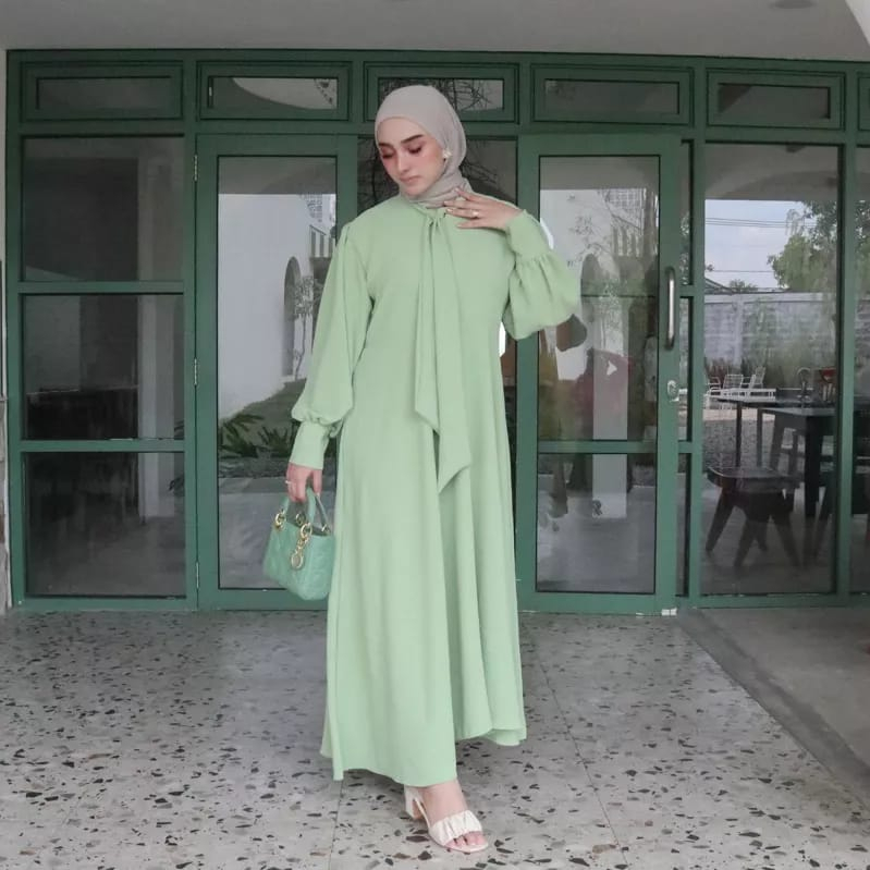 Lyona Dress Busui Cricle Airflow Gamis Busui Lengan Balon / Gamis Wanita Pesta Kondangan Lebaran Terbaru 2023