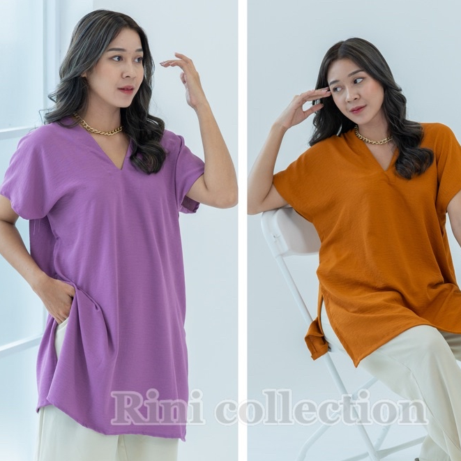 LONG SQUARE TOP ATASAN BLOUSE WANITA AIRFLOW CRINKLE ANTI LECEK AIR FLOW