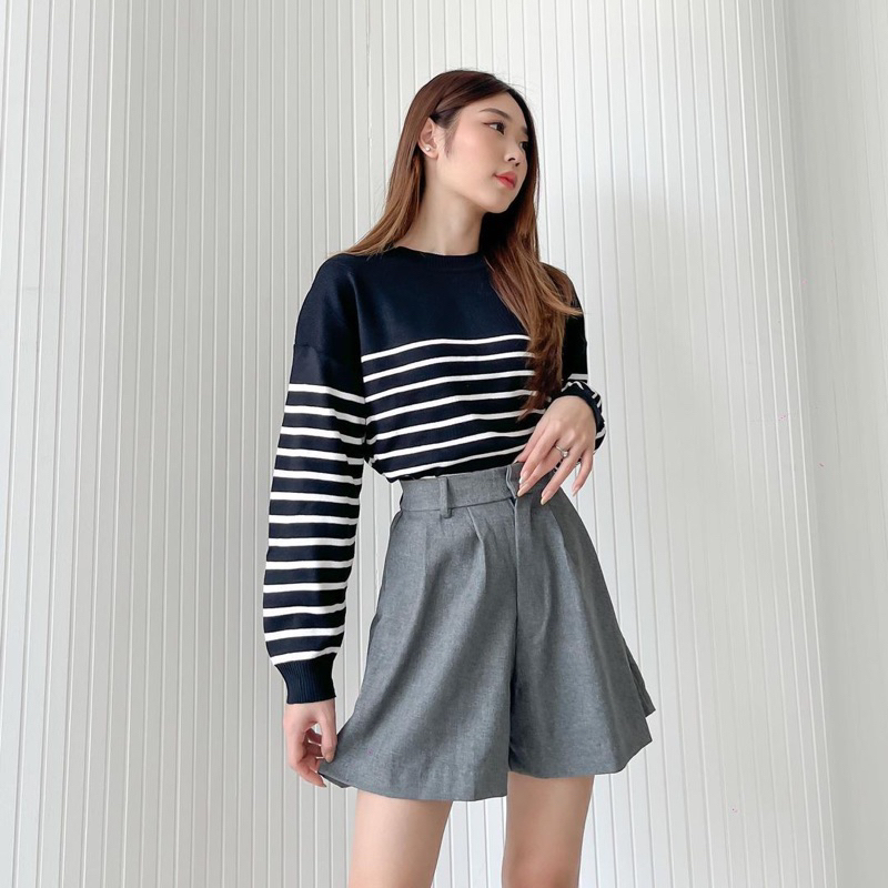 OTHA KNIT SWEATER OVERSIZE WANITA KOREA - STRIPES LONGSLEEVE TOP PREMIUM - SWEATER SOFT KNIT BASIC KOREA - ATASAN TANGAN PANJANG - HIJAB FRIENDLY - SWEATER GARIS GARIS RAJUT ATASAN WANITA - HADIAH / KADO ULTAH CEWEK