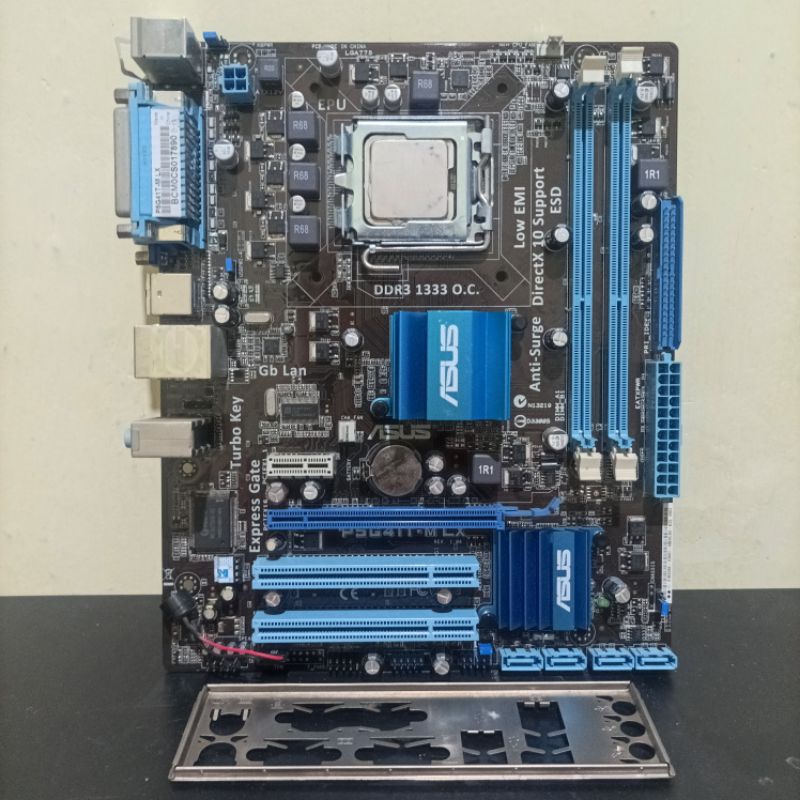 Mobo Mainboard G41 Asus + Core 2 Duo + fan + Ram 4GB