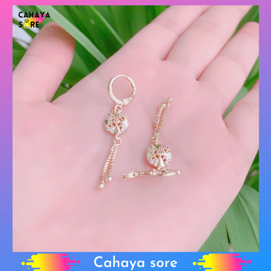 Anting Xuping Gold Anting Dewasa Model Clip Permata Bulat Cantik AD28