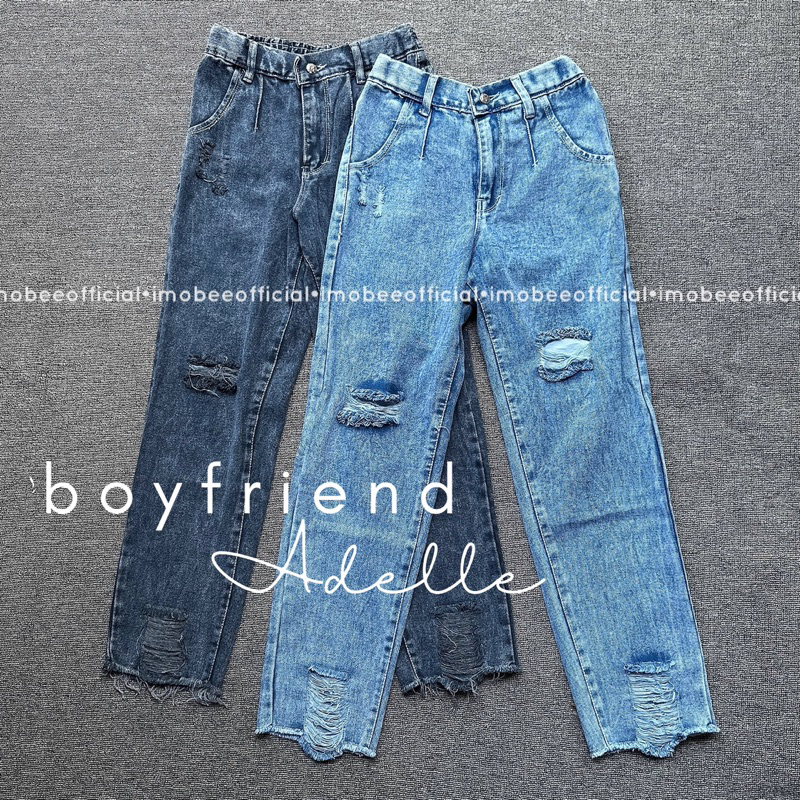 BOYFRIEND ADELLE RIPPED SOBEK // BF JEANS SNOW SOBEK HIGHWAIST