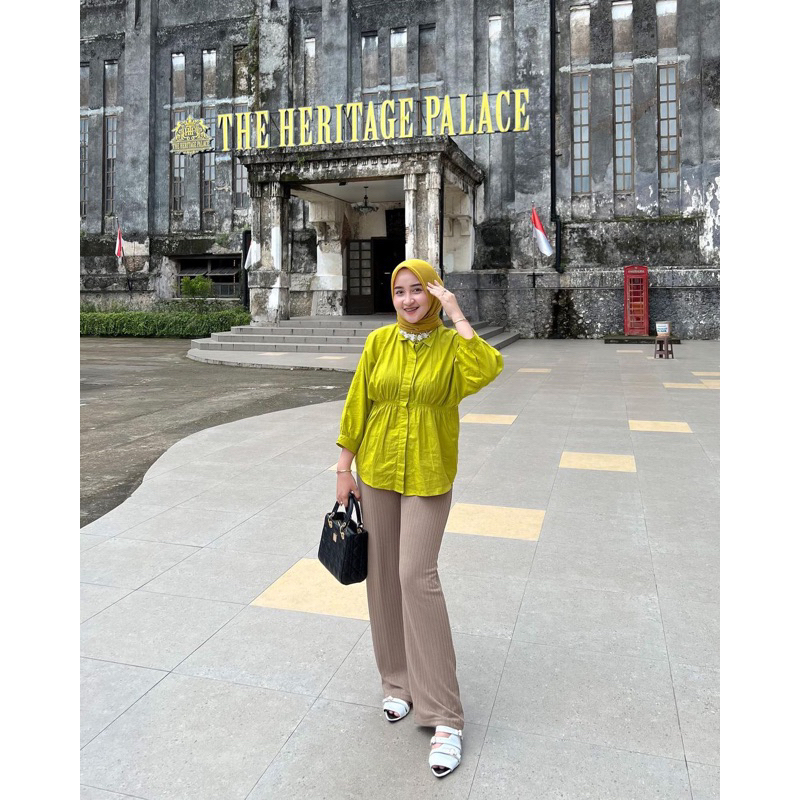 ALYA SHIRT - Kemeja Wanita - Atasan Wanita Oversize - Bahan Crinkle Air Flow